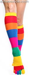 Rainbow Striped Knee High Toe Socks by K. Bell