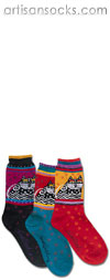 K. Bell Laurel Burch Polka Dot Cat - Black Cotton Socks