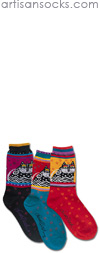 K. Bell Laurel Burch Polka Dot Cat - Red Cotton Crew Socks