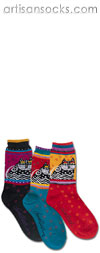 K. Bell Laurel Burch Polka Dot Cat - Turquoise Cotton Crew Socks