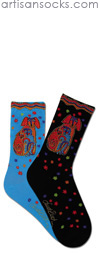 K. Bell Laurel Burch Canine Family Turquoise Cotton Socks