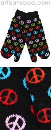K. Bell Multicolor Peace Sign Toe Socks - Tabi Socks