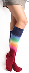 Gradient Striped Knee High Socks - Bright Rainbow Socks by K. Bell
