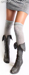 Shiny Silver Socks - Silver Over the Knee Socks by K. Bell