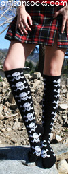 K. Bell Black Skull Cotton Knee High Socks