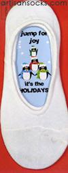 K. Bell Sock Cards - Jump for Joy Holiday Card - White No Show Socks
