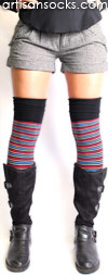 Bright Multicolor Soft and Dreamy Striped OTK Over The Knee Socks