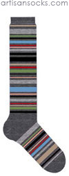 K. Bell Multicolor Stripe Knee High - Charcoal Cotton Knee High Knee Socks