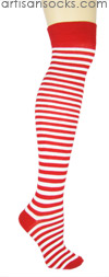 K. Bell Over the Knee Striped Socks - RED / WHITE