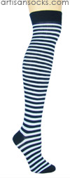 K. Bell Over the Knee Striped Socks - NAVY / BLUE