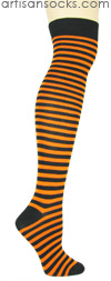 K. Bell Over the Knee Striped Socks - ORANGE / BLACK