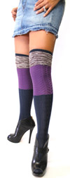 Knit Color Block Over The Knee Sock by K-Bell