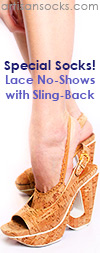 Lace No Show Socks with Sling Back - Nude Heel Socks