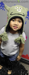 Kids Animal Hat: Green Pig Animal Beanie with Ear Flaps for kids!