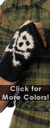 Skull & Crossbones Fingerless Gloves with Fleece Lining- in 2 Colors! Black / White