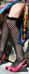 Lara Kazan Crochet Fishnet Lace Knee High Knee Socks