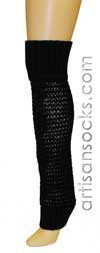 Lara Kazan Spring Legs Cotton Black Loose Knit Leg Warmers