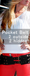 Black Leather Pocket Belt - Travel / Festival Belt with Pockets