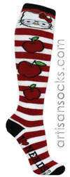 Loungefly HELLO KITTY - APPLES Striped Cotton Knee High Knee Socks