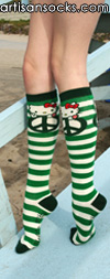 Loungefly HELLO KITTY PEACE Striped Cotton Knee High Knee Socks