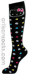 LOUNGEFLY HELLO KITTY SKULL and HEART COTTON KNEE SOCKS