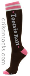 LOUNGEFLY TOOTSIE ROLL HEART COTTON KNEE SOCKS