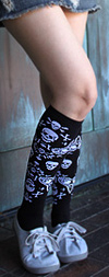 Loungefly Bandana Skulls Black and White Knee High Knee Socks