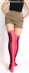 Minga Berlin Two Tone Socks - Two Face Ebony Pink Over the Knee Socks