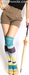 Minga Berlin Striped Over the Knee Socks - Layer Cake Waterfall Lime OTK