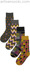 Mod Mustard 4 Pair of Socks by Project Runway Winner Jay McCarroll