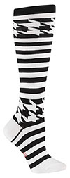 Houndstooth and Stripe black and white Knee High Socks by Mondo Guerra