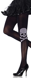 Skull and Crossbones Black Opaque Tights