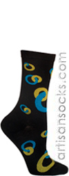 Blue on Black Ringlet Angora Crew Socks