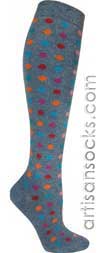 BLINKING DOTS BLUE Dotted Angora Knee High Knee Socks