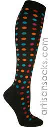 Ozone BLINKING DOTS BLACK Dotted Angora Knee High Knee Socks