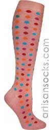 Pink Dotted Angora Knee High Knee Socks