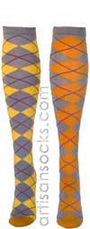 Ozone DEFINITION ARGYLES MANGO Argyle Cotton Knee High Knee Socks