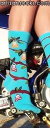 Ozone Bikerchick Forbidden Fruit Turquoise Short Crew Sock