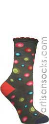Ozone DOTS IN DOTS CHARCOAL Dotted Cotton Crew Socks
