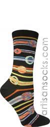 Ozone Outerspace Black Geometric Print Cotton Short Crew Socks