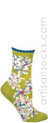 Ozone Tuberose and Jasmine Crew Socks-Green