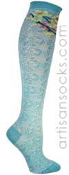 Sakura Flower Knee Socks - Blue