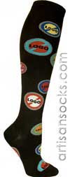 NO LOGO LOGO BLACK Cotton Knee High Knee Socks