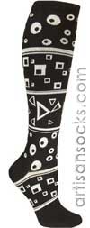 Ozone Definition Black and White Combo Geometric Cotton Knee High Socks