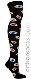 Ozone Eye Candy Black Novelty Cotton Over The Knee Socks (OTK)