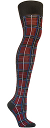 Ozone STEWART PLAID RED Cotton Over The Knee Socks (OTK)