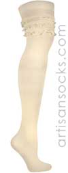 Ozone Ruffle Top Cream Over The Knee Socks