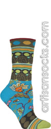 Ozone Fille Women's Crew Socks Turquoise with Pattern