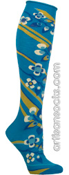 Ozone Northeast Flowers Turquoise Knee High Knee Socks