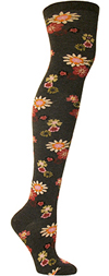 Ozone China Charcoal Floral Print Over The Knee Socks (OTK)